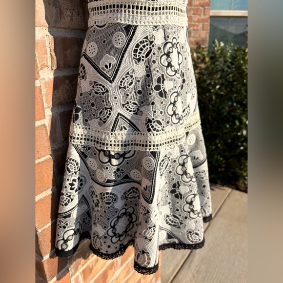 Alexis Emiliana Fit & Flare Mini Dress Black and White Diamond Lace size Medium - Picture 6 of 13